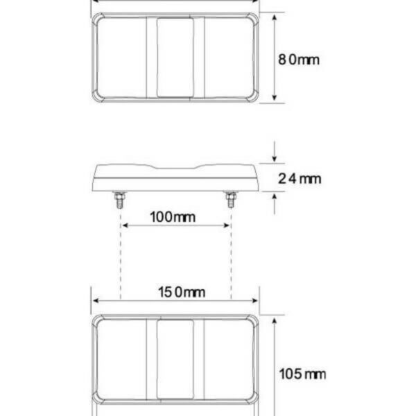 Led Autolamps 150Bar2 Stop/Tail/Indicator & Reflector Combination Lamp