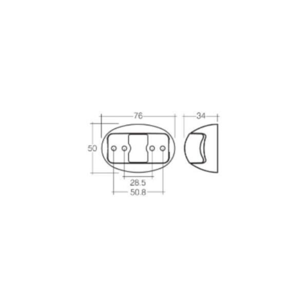 Narva 91605 9-33V Red/Amber LED Side Marker Lamp with Oval Deflector Base