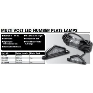 Brite Tech Number Plate Light 12/24V Black Body  Multi Volt Blister Pack