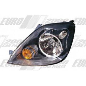 "Ford Fiesta Mk6 2006-07 Facelift Headlamp - Left Hand - Black Reflector - Electric"