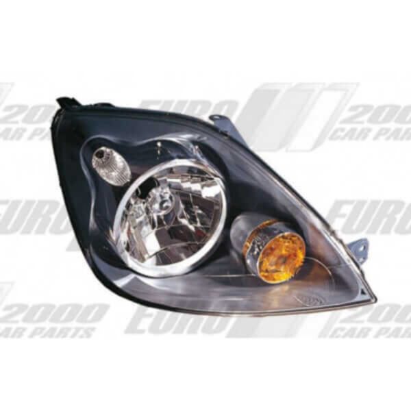 "Ford Fiesta Mk6 2006-07 Facelift Headlamp - Right Hand - Black Reflector - Electric"