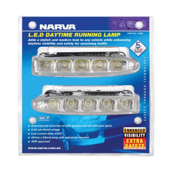 Narva 9-33V Slimline LED Daytime Running Lamp Kit with Adjustable Bracket - Brighten Your Drive!