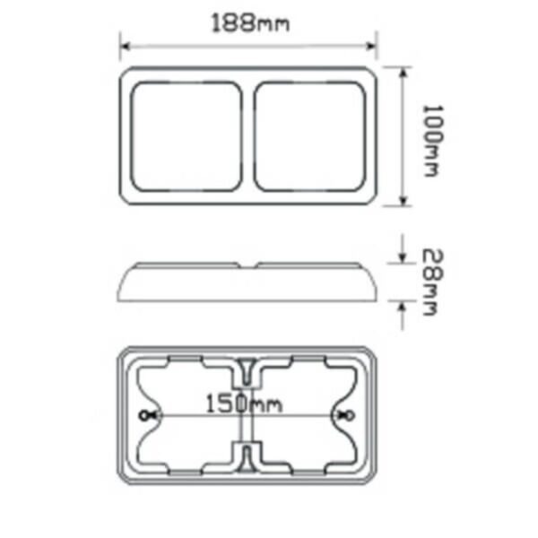 Led Autolamps 80Bar Double Series Stop/Tail/Indicator Combination Lamp