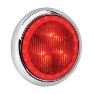 "Narva 94341C 9-33V Red LED Rear Stop Lamp with Red LED Tail Ring & Chrome Base"
