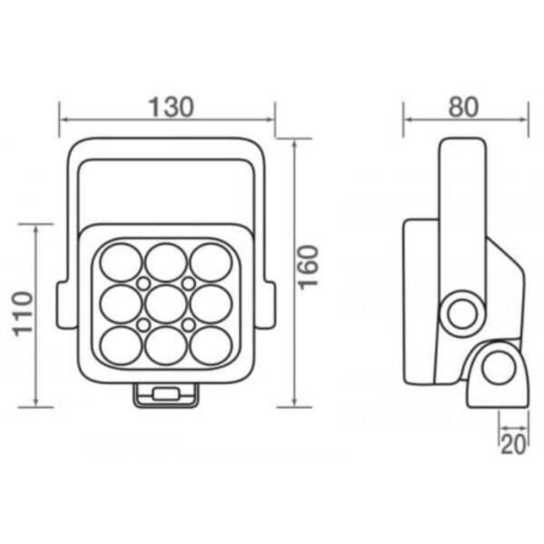 "Venta Txl9555Sw 9 LED Worklamp: 27W, 9-32V, 105x95mm, 60 Beam, Handle/Switch/Magnet"