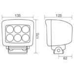 Trailequip Txl9580 6 Led Anti-Vibe 60W Work Lamp 90 Extra-Wide Flood Beam