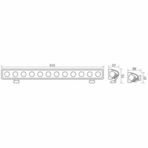 Trailequip Txl9701L 60W 12Led Driving Light Bar 515mm 10 Pencil Beam