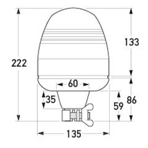 24V Amber Halogen Beacon Light - Hella Pole Mounted Warning Light