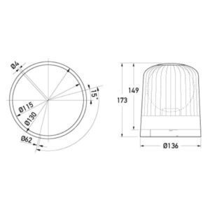 "Hella Halogen Amber Beacon: 12V or 24V Permanent Mount"