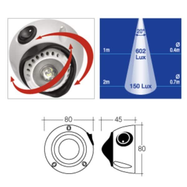 Narva 87654 10-30V 1W LED Interior Swivel Lamp with Off/On Switch - Brighten Your Home!