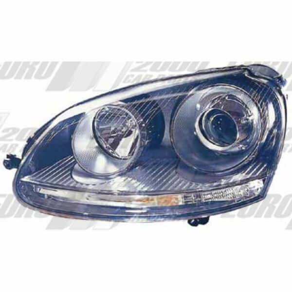 "VW Golf MK5 2003 GTI HID Electric Black Left Headlamp - High Quality Replacement"