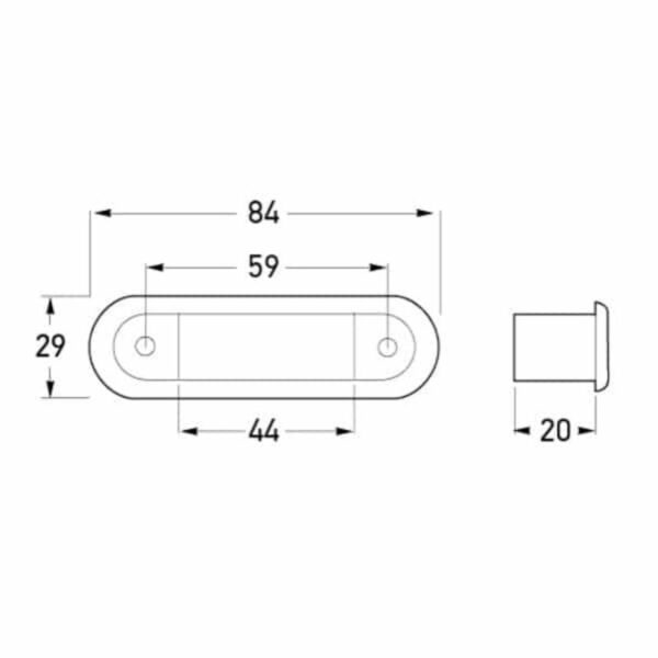 "Hella Red Rectangular 12V Wide Rim Lamp - Red Lens"