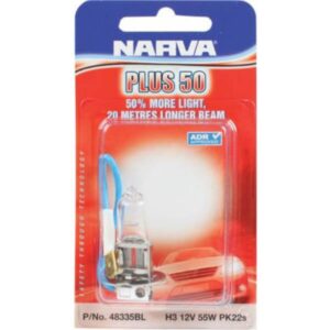 "Narva Headlight Globe Plus 50 H3 12V 55W - Single or Twin Pack"