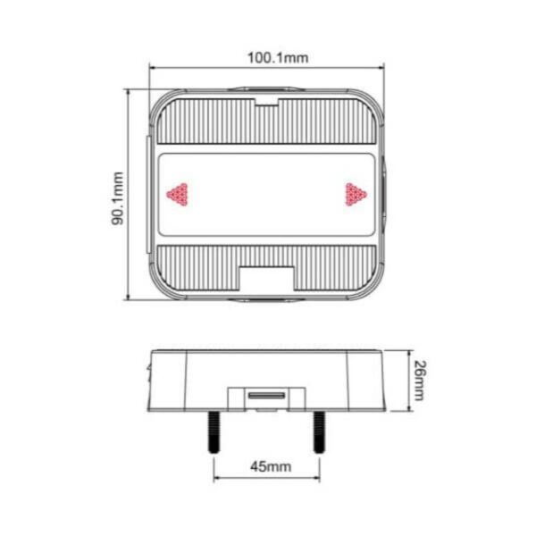 Ark 6M Cable Combo Pack100mm X 90mm Slimline Led Rear Lamp