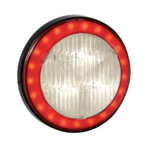 Narva 94312 9-33V White LED Reverse Lamp with Red LED Tail Ring, 0.5M Cable & Black Base